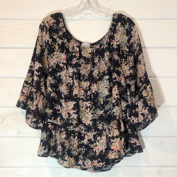 Veronica M. Off the Shoulder Floral Blouse Top, Bell Sleeve - Picture 3 of 7